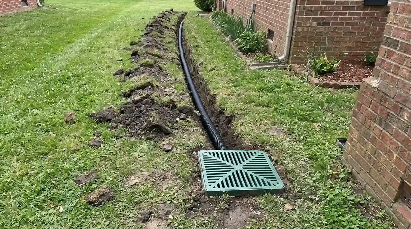 Yard & Storm Drain Installation in a Greenville area home