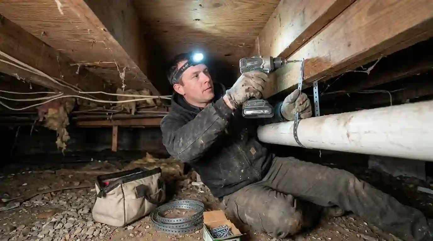 Crawl Space Plumbing Repair in a Greenville area home
